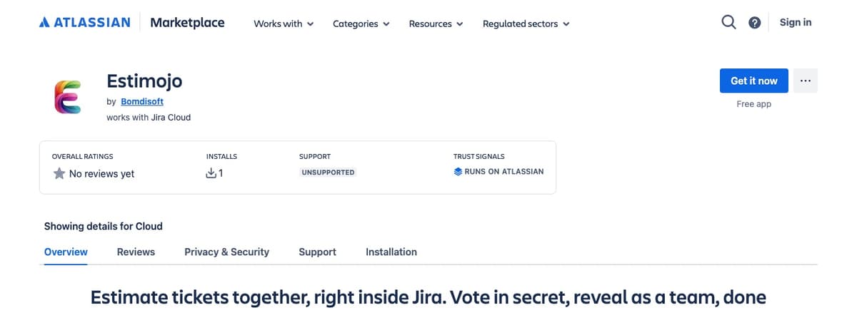 Atlassian Marketplace의 Estimojo
